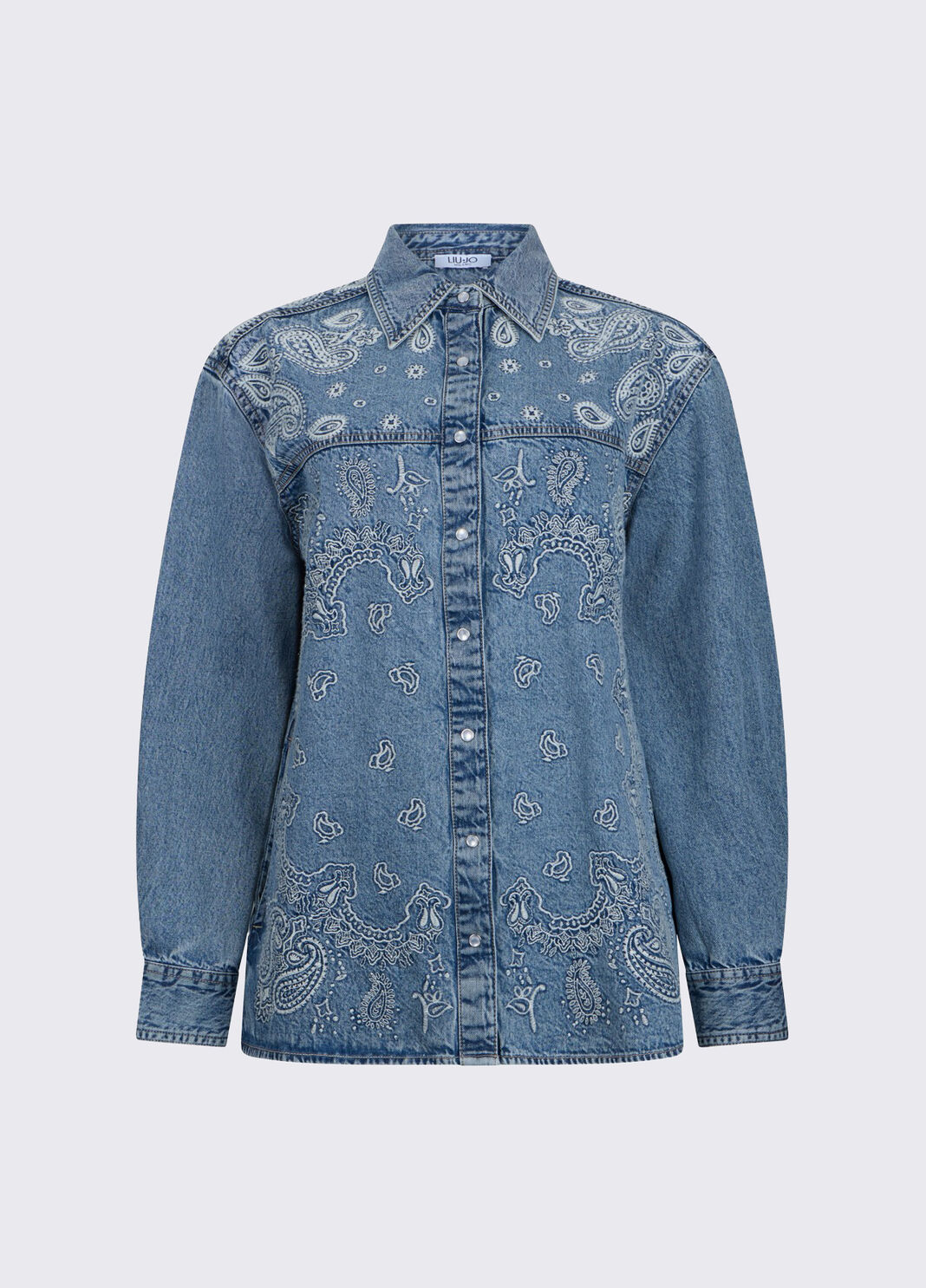 Camicia in denim con ricami denim blu Liu Jo - large image number 6