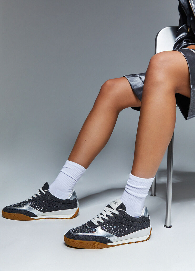 Sneakers en denim et pierres fantaisie gris Liu Jo - medium