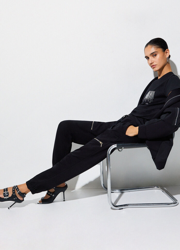 Pantalón de felpa con cremallera negro Liu Jo - medium