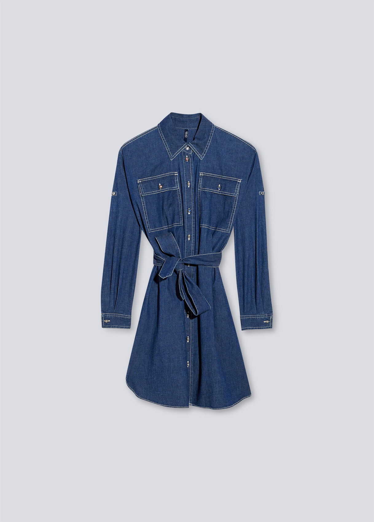 Shirt dress with belt
