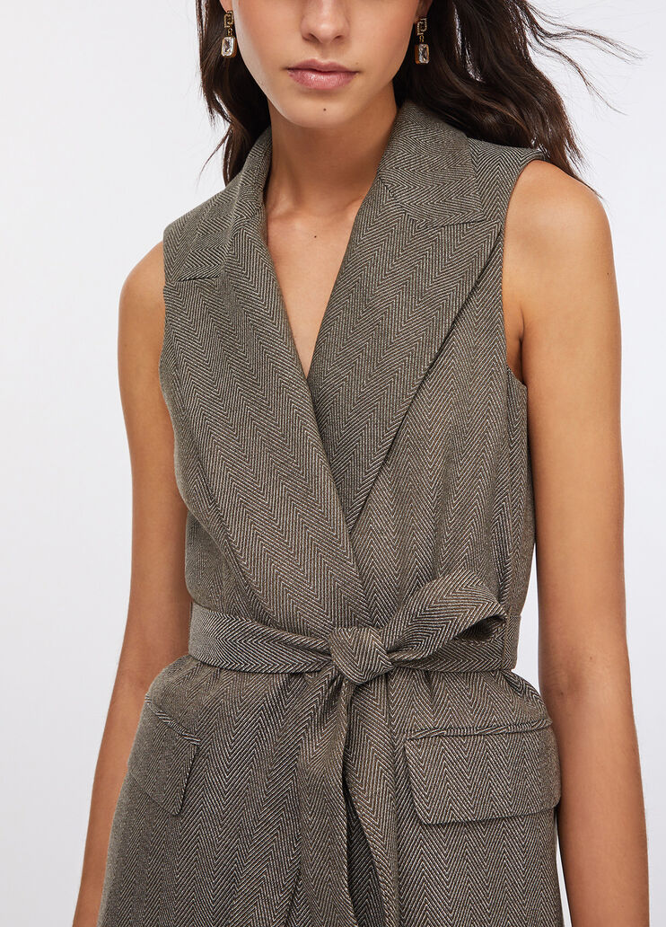 Chevron vest with belt dark beige Liu Jo - large image number 3