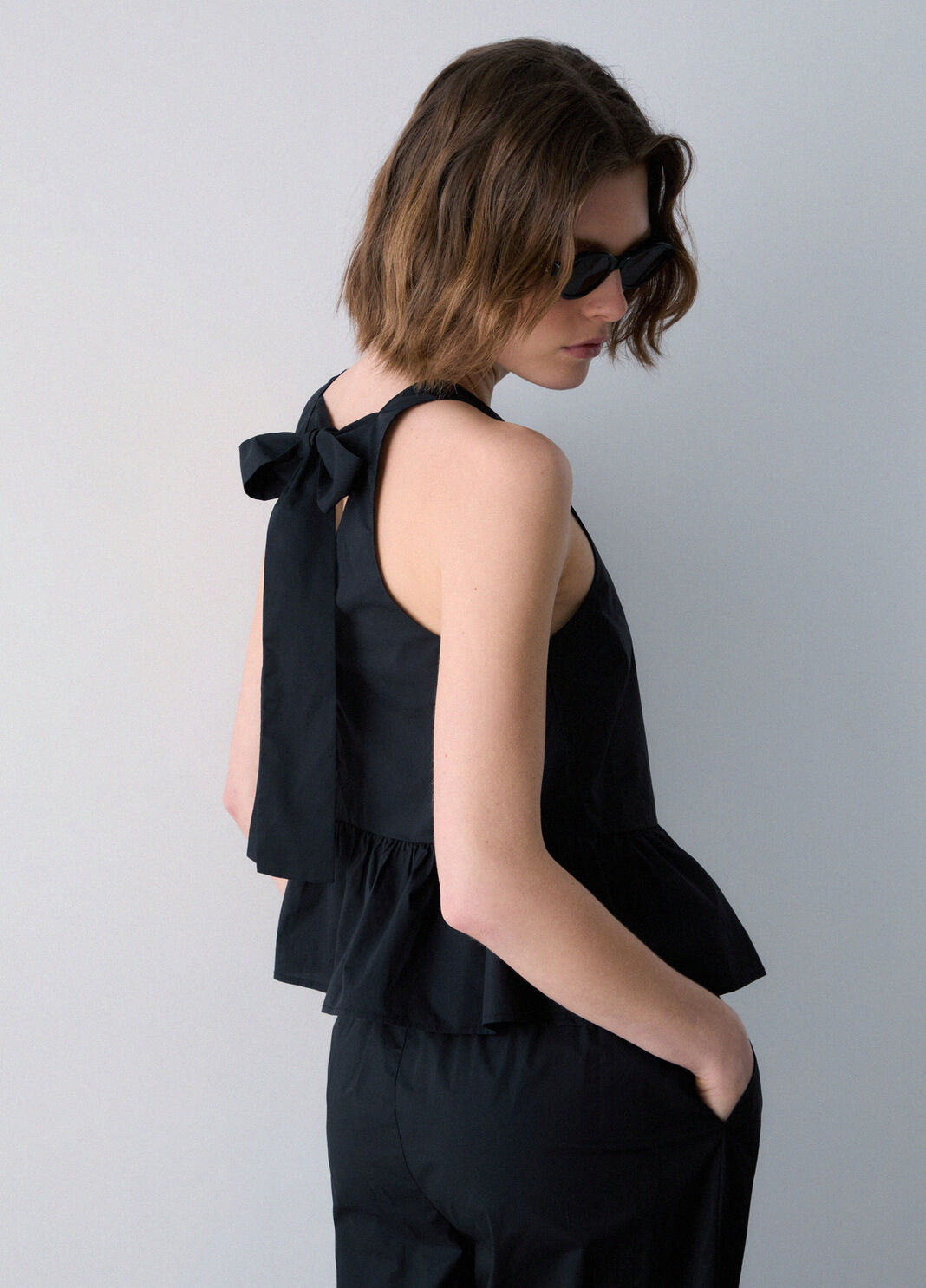 Poplin top with bow black Liu Jo - large image number 3
