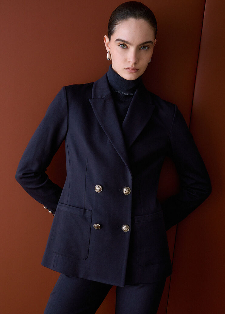Double-breasted jacket in Milano stitch dark blue Liu Jo - medium