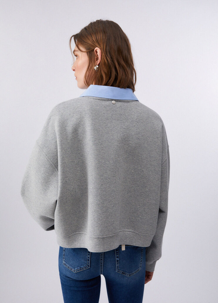 Sweatshirt with jewel embroidery grey Liu Jo - large image number 1