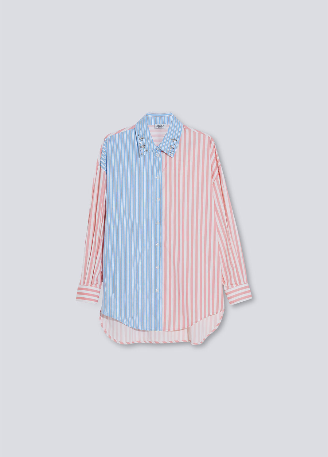 Рубашка в полоску с роскошными камнями розово-белые полоски Liu Jo - large image number 4