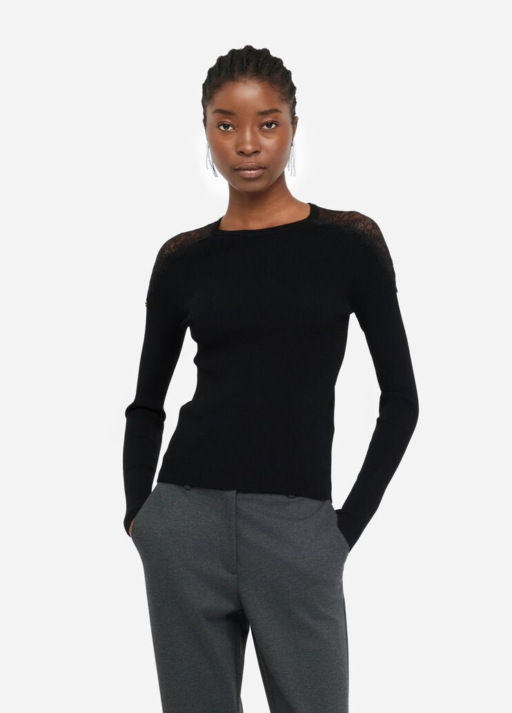 Jumper with lace black Liu Jo - large image number 0 Jumper with lace black Liu Jo - large image number 0