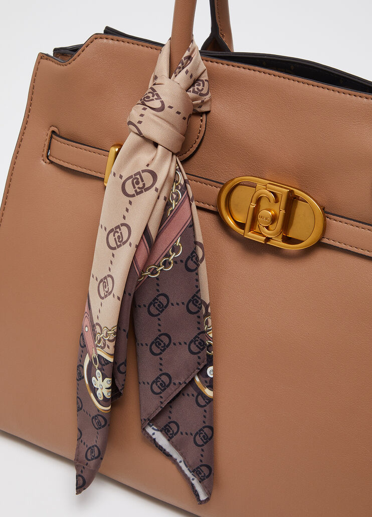Sacoche grand format avec foulard marron Liu Jo - large image number 1