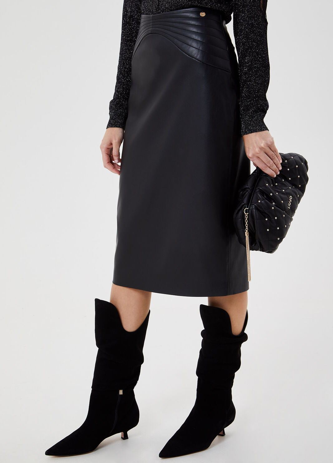 Matelass&eacute; clutch bag with jewel stones Black Liu Jo - large image number 1