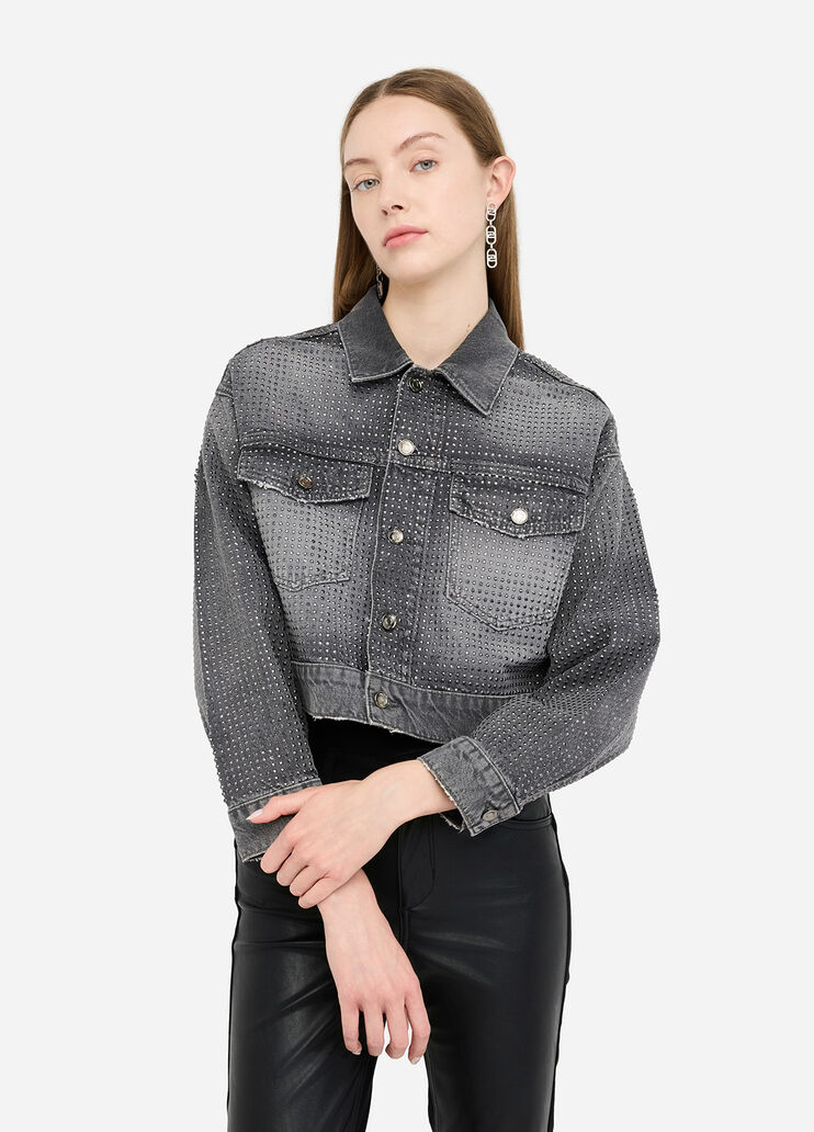 Veste en denim avec strass denim gris Liu Jo - large image number 4