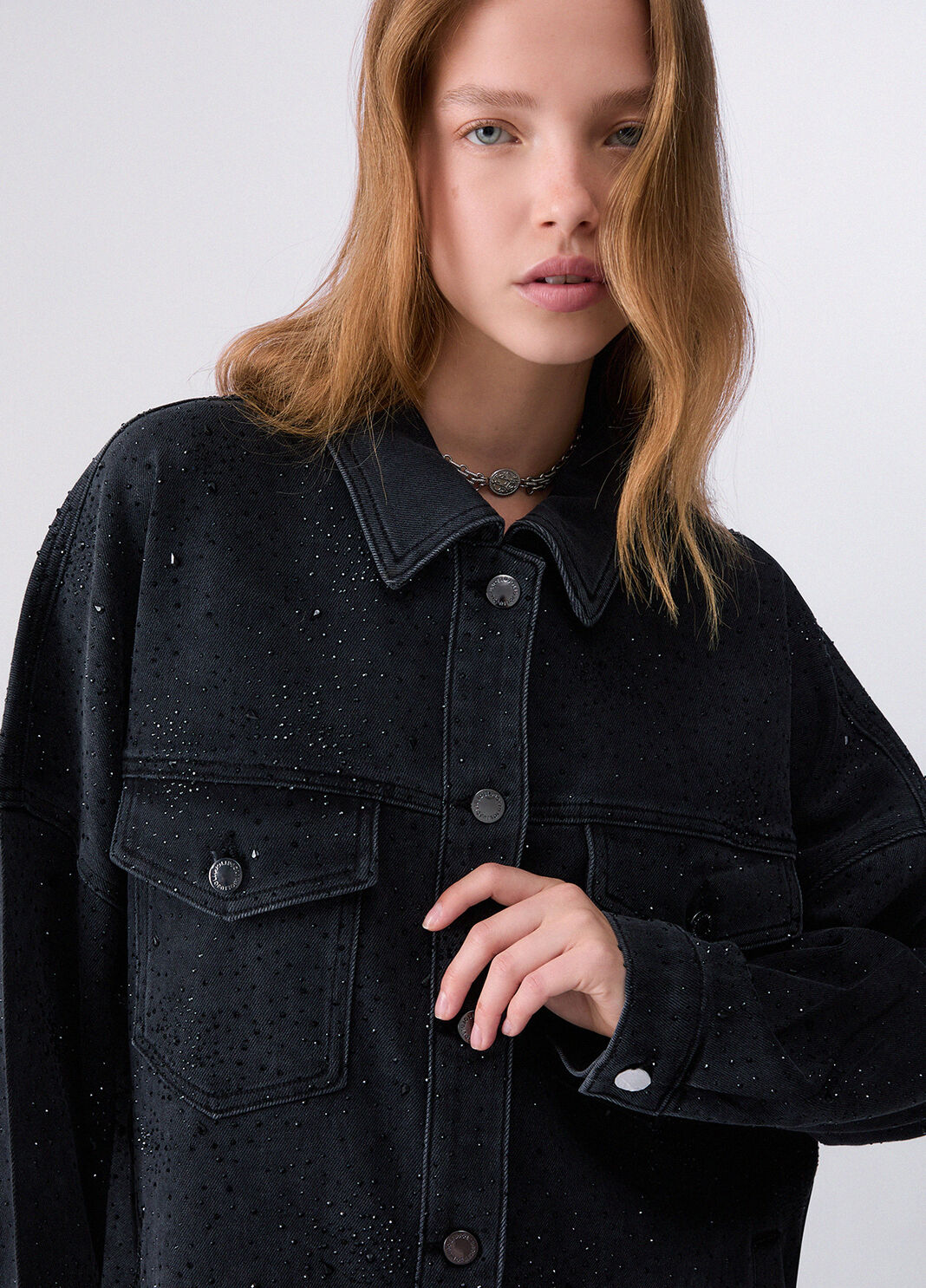 Oversized jacket with rhinestones black Liu Jo - large image number 4