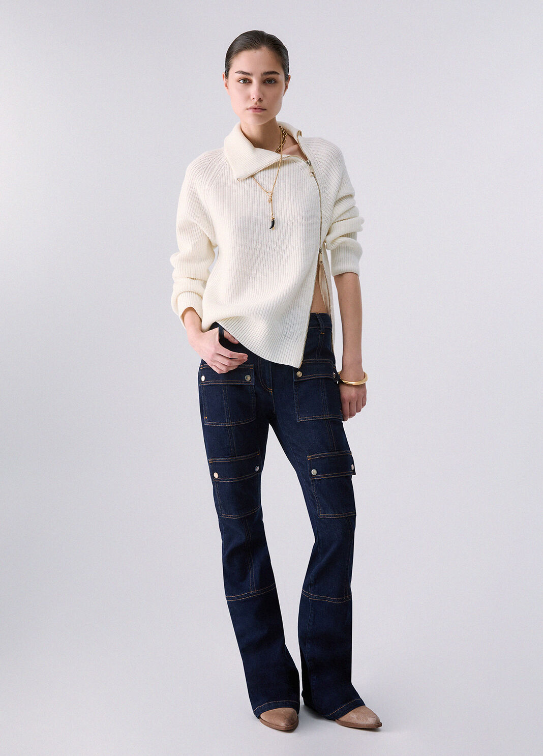 Wool Blend Sweater with Zip white wool Liu Jo - large image number 5