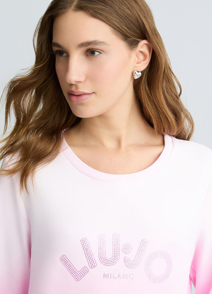 Sweatshirt with rhinestones pink Liu Jo - large image number 2 Sweatshirt with rhinestones pink Liu Jo - large image number 2