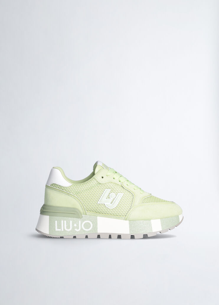 Plateau-Sneaker aus Veloursleder und Mesh Farbe Minze | Liu Jo