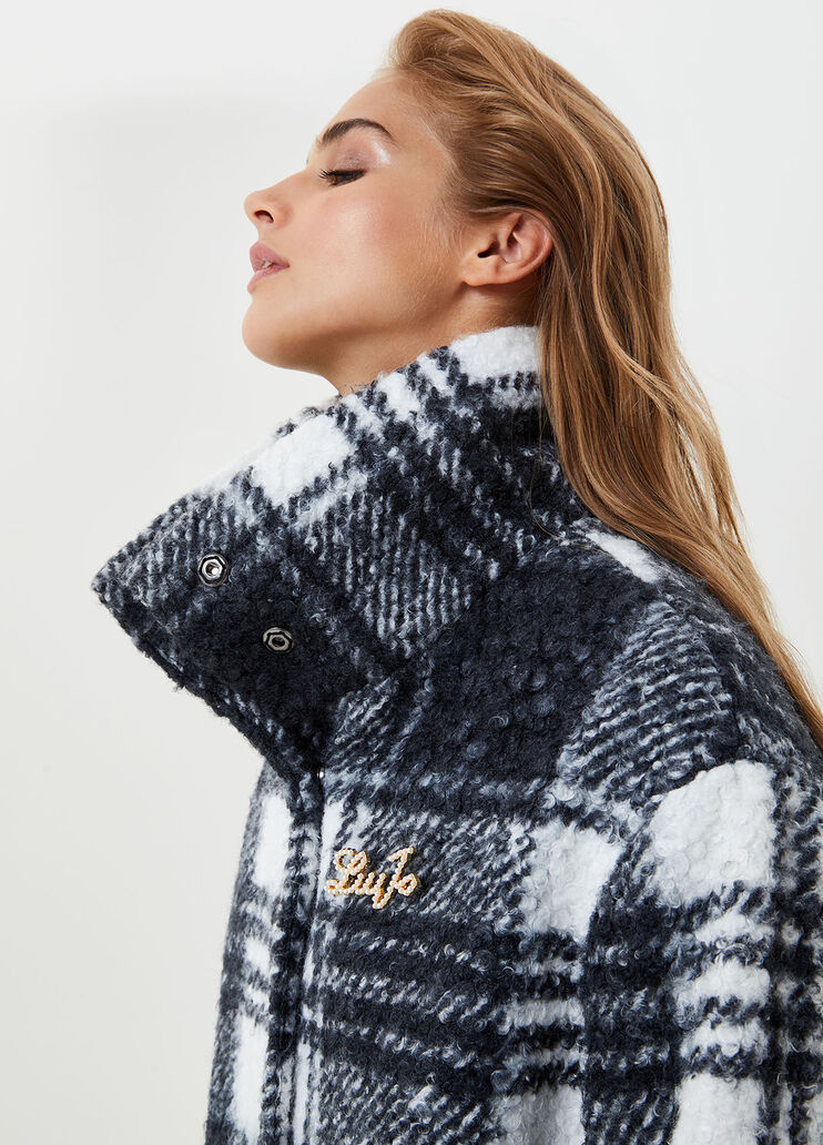 Faux fur winter coat Black and white check Liu Jo - large image number 2 Faux fur winter coat Black and white check Liu Jo - large image number 2