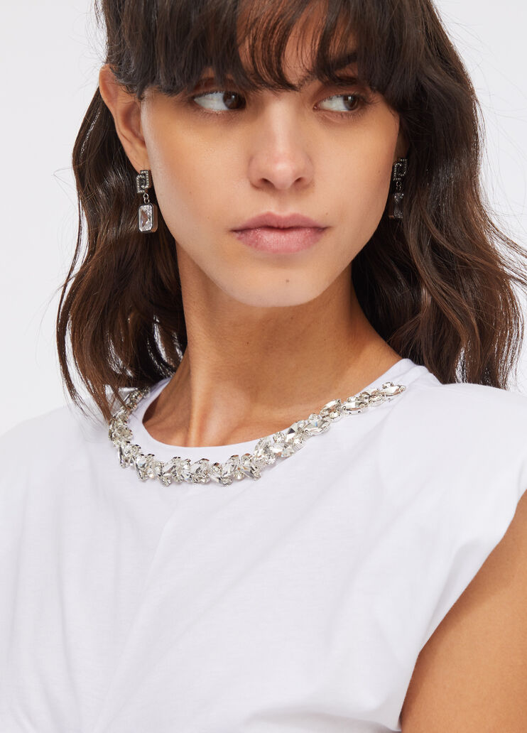 Top en coton avec strass blanc Liu Jo - large image number 4