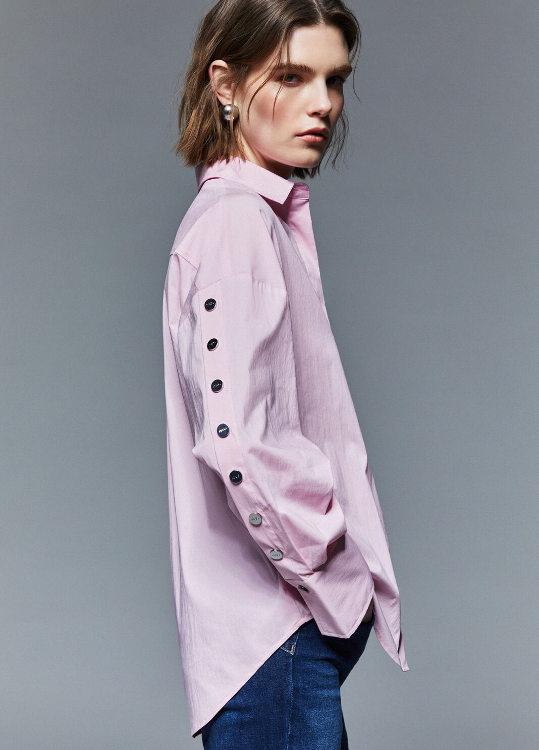 Poplin shirt with studs powder pink Liu Jo - large image number 3