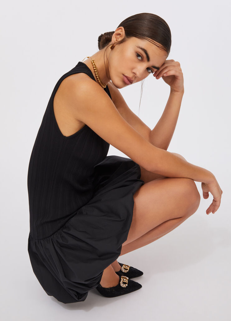 Long knit and poplin dress black Liu Jo - medium