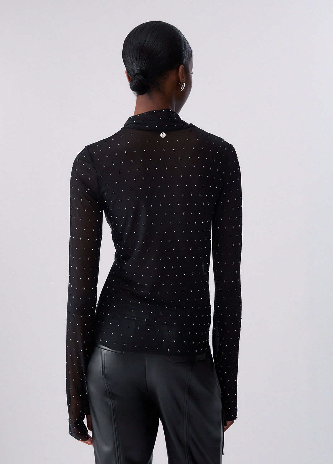 Camiseta de tul con strass completo negro Liu Jo - large image number 1