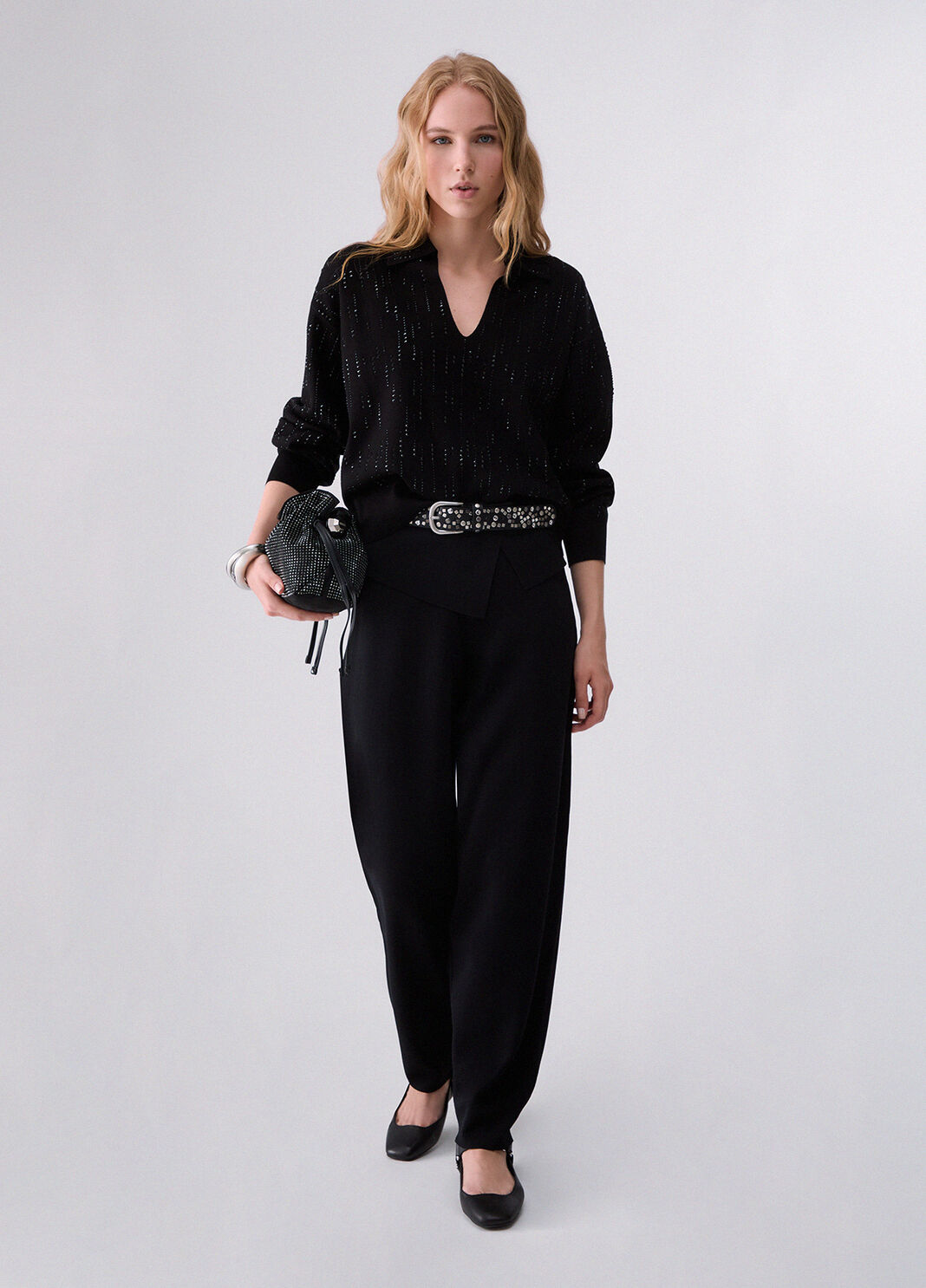 Sweater with jewel embroidery black/gemstones Liu Jo - large image number 5