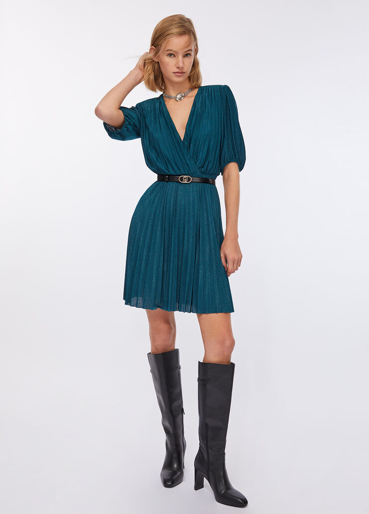 Elegant pleated short dress dark green Liu Jo - medium Elegant pleated short dress dark green Liu Jo - medium