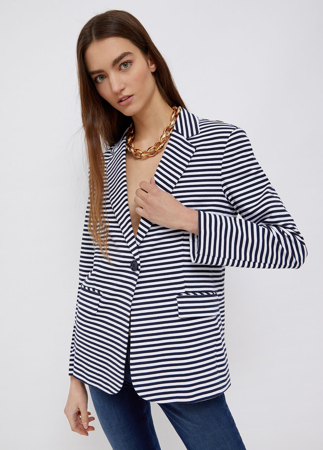 Slim fit striped blazer white/night Liu Jo - large image number 0