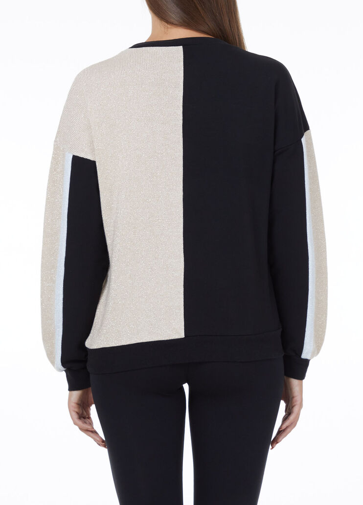 Two-tone sweatshirt with logo Black Liu Jo - large image number 1
