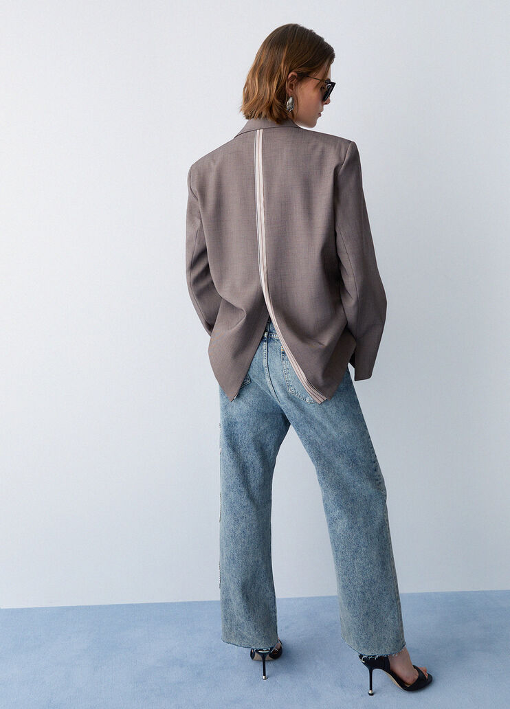 Oversized m&eacute;lange fabric blazer brown Liu Jo - medium