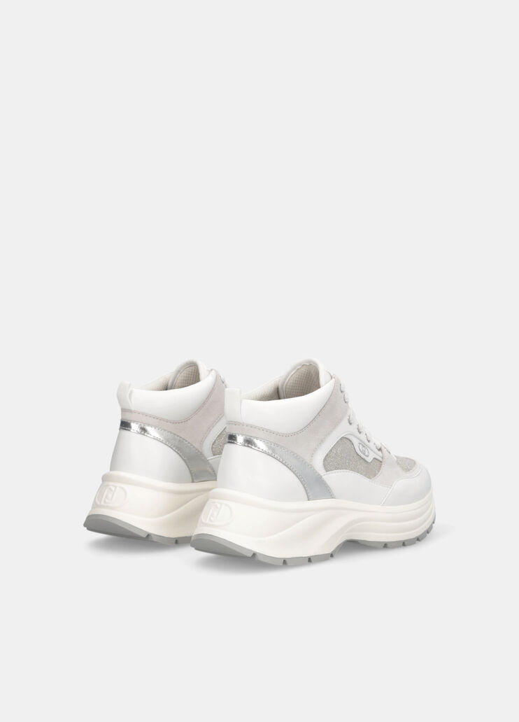 Glittery mesh mid-top sneakers white Liu Jo - large image number 3 Glittery mesh mid-top sneakers white Liu Jo - large image number 3
