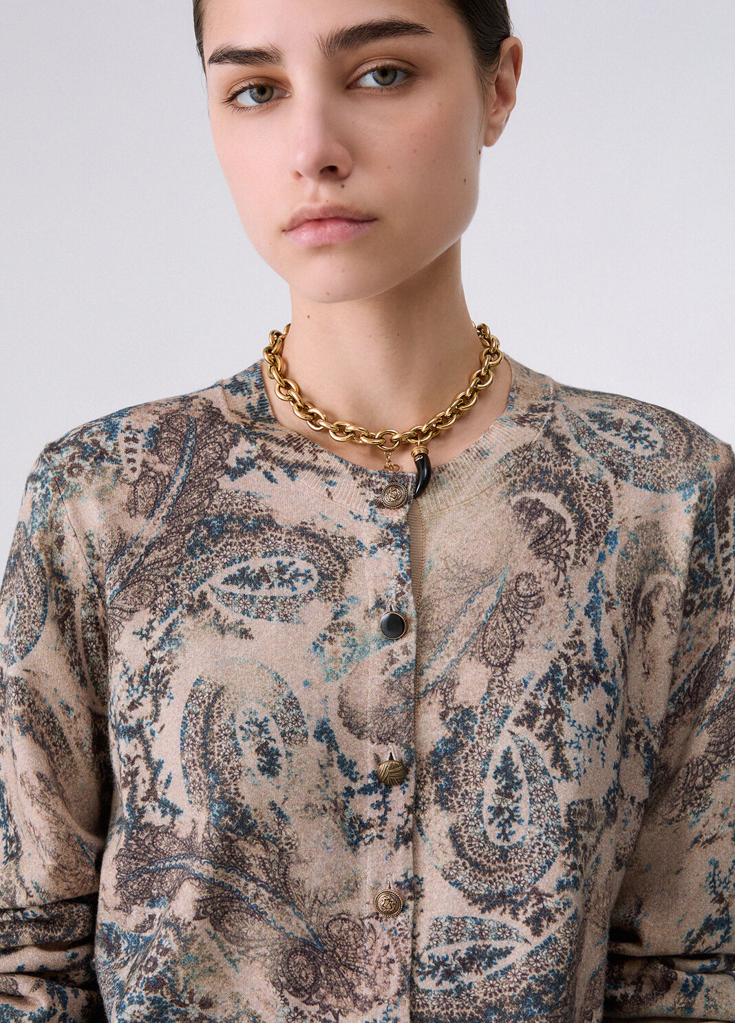 Cardigan in knit printed cashmere Liu Jo - large image number 4