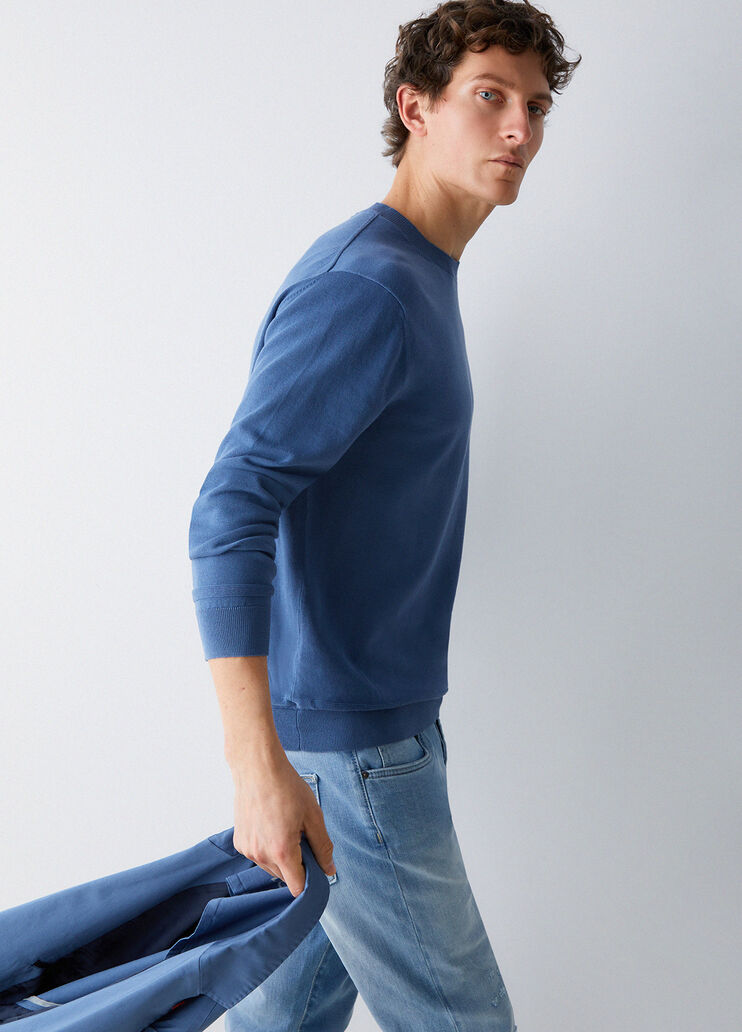 Pull en cr&ecirc;pe de coton bleu Liu Jo - medium