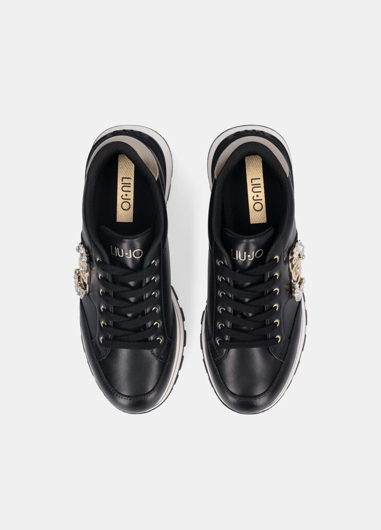 Кожаные кроссовки с декоративным логотипом черный Liu Jo - large image number 4