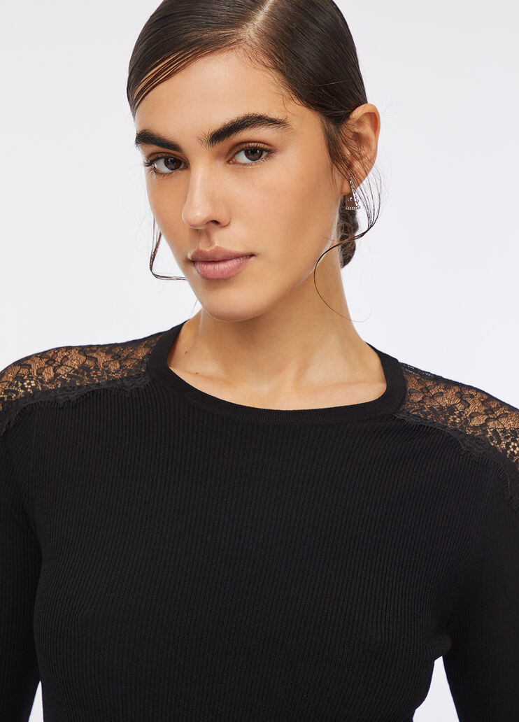 Jumper with lace black Liu Jo - large image number 3