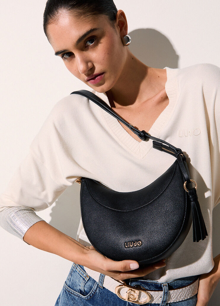 Mittelgro&szlig;e Hobobag mit Anh&auml;nger schwarz Liu Jo - medium