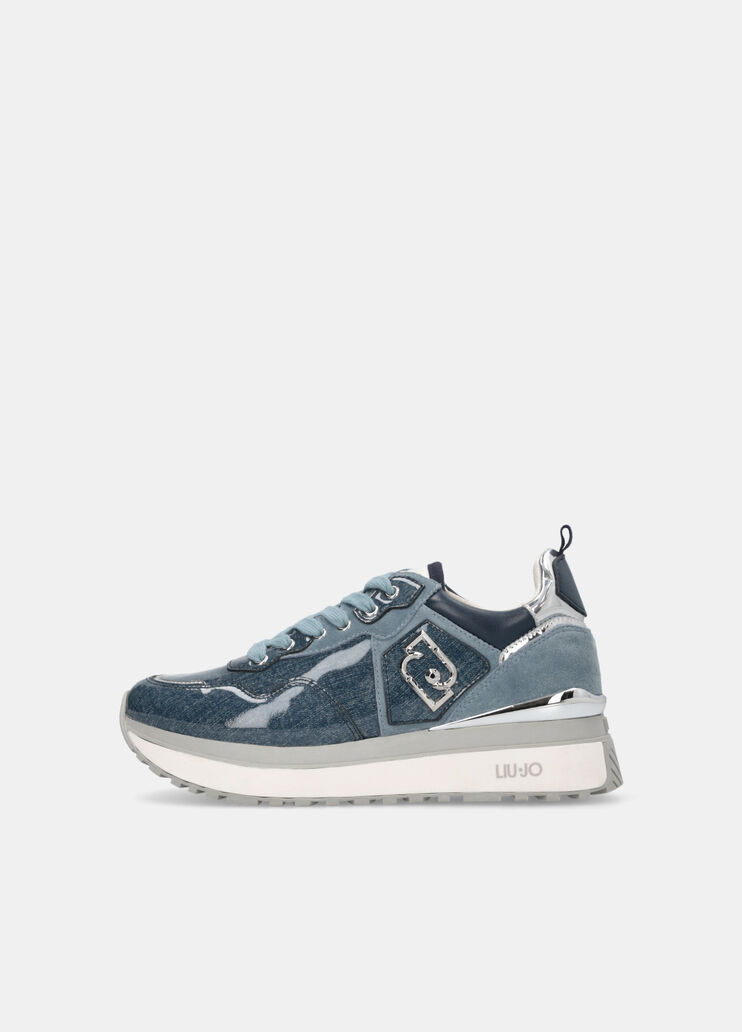Glossy denim platform sneakers blue denim Liu Jo - large image number 5 Glossy denim platform sneakers blue denim Liu Jo - large image number 5