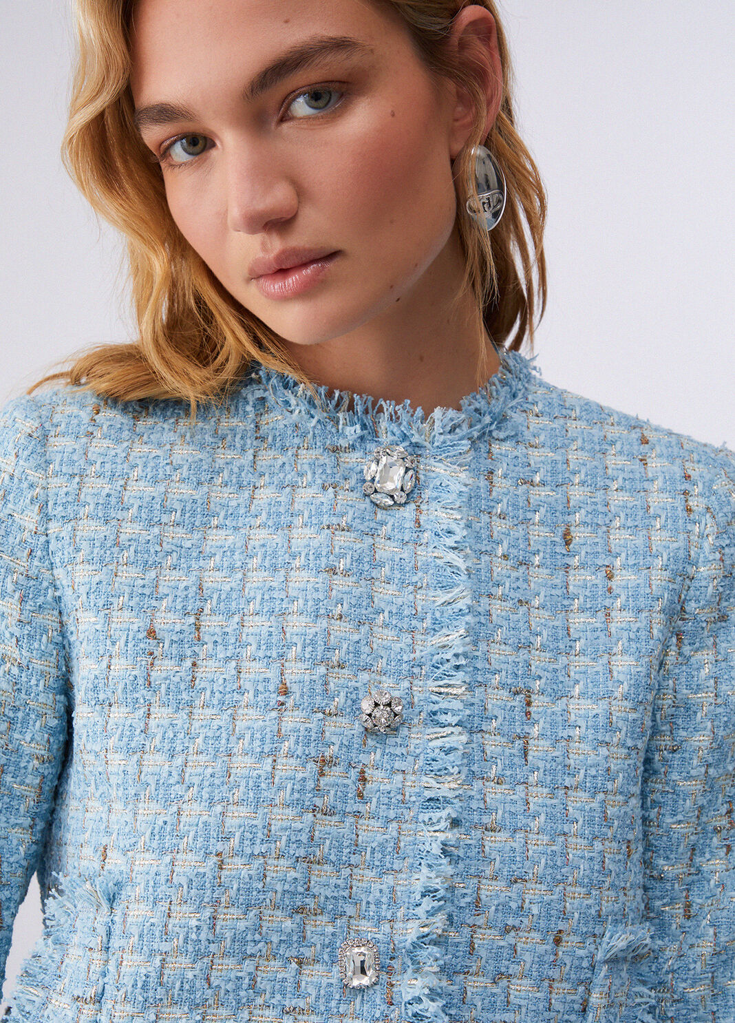 Smart boucl&eacute; jacket light blue Liu Jo - large image number 4