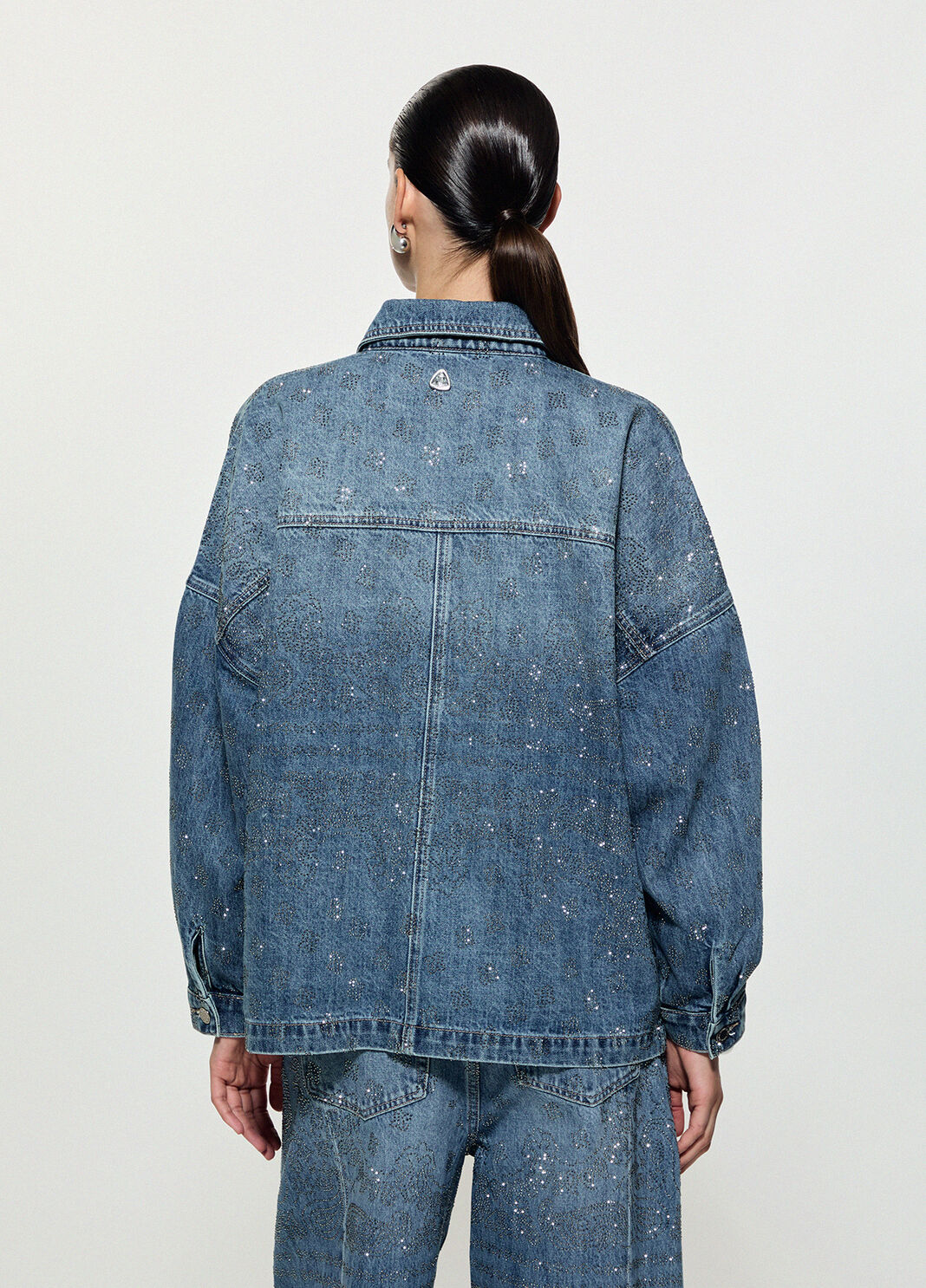 Jacke Oversize aus Denim mit Strass dunkelblauer Denim Liu Jo - large image number 1