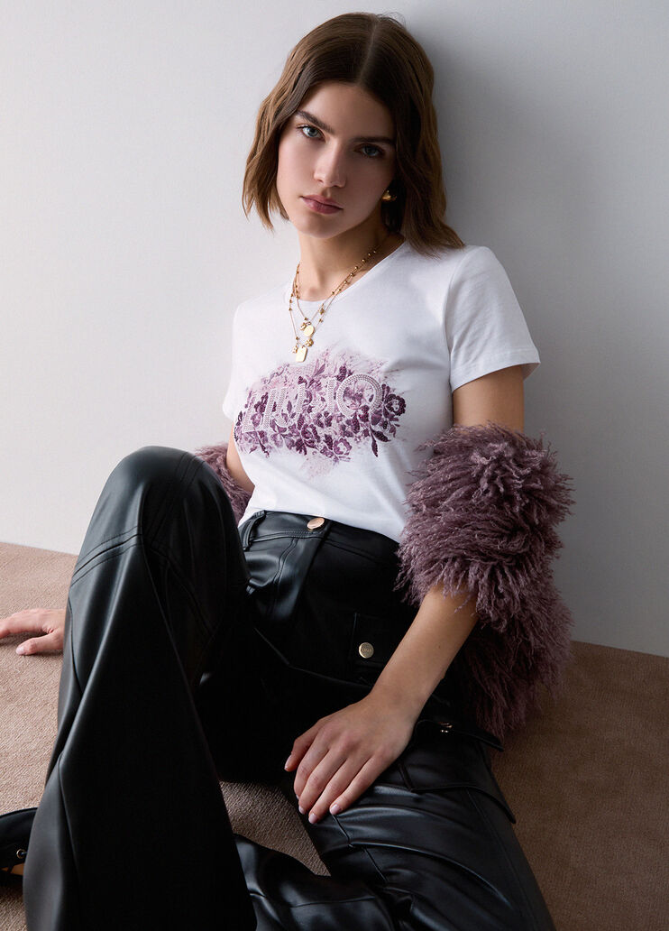 Logo T-shirt white/purple Liu Jo - medium