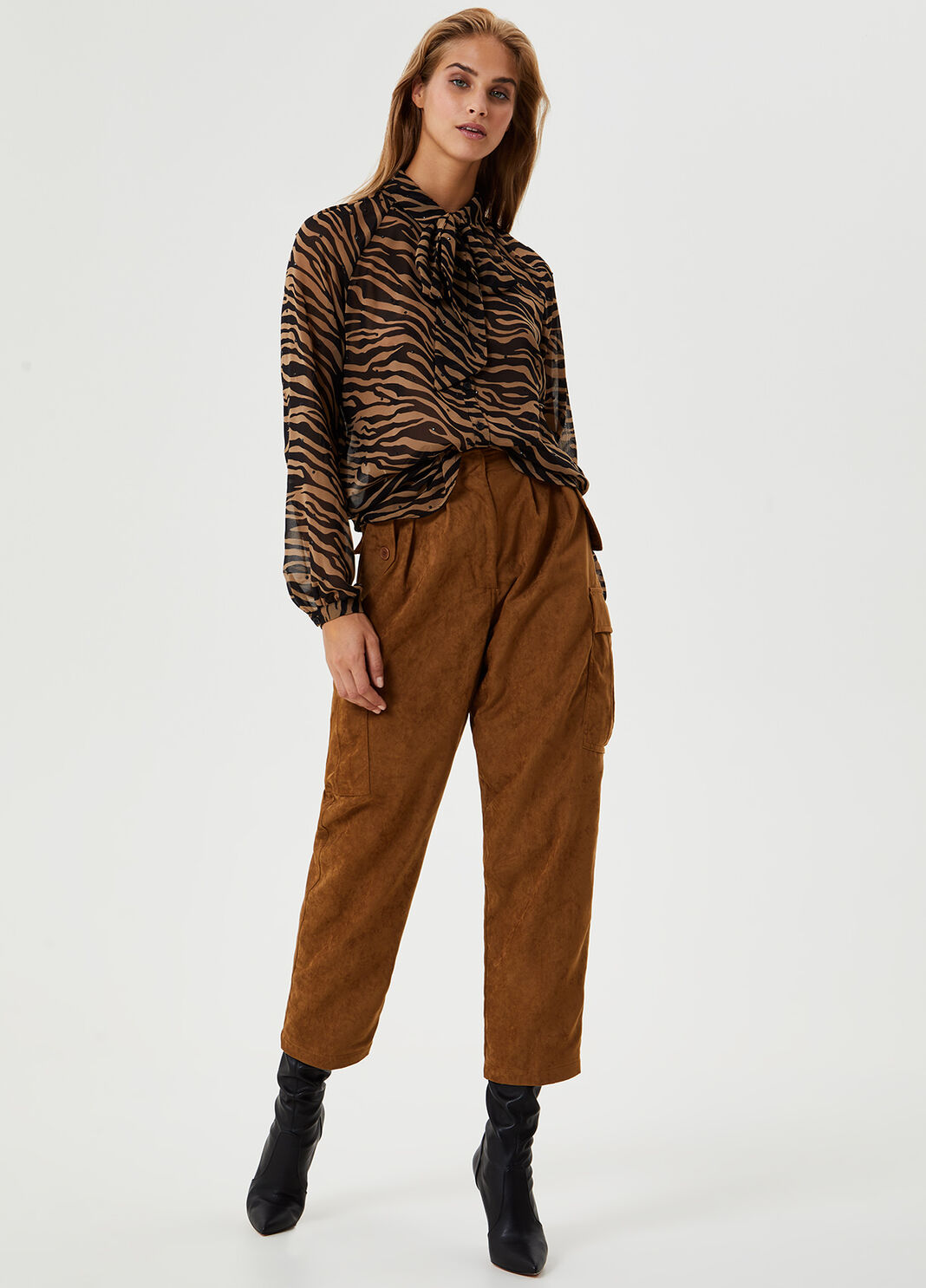 Faux suede cargo trousers Brown Liu Jo - large image number 3