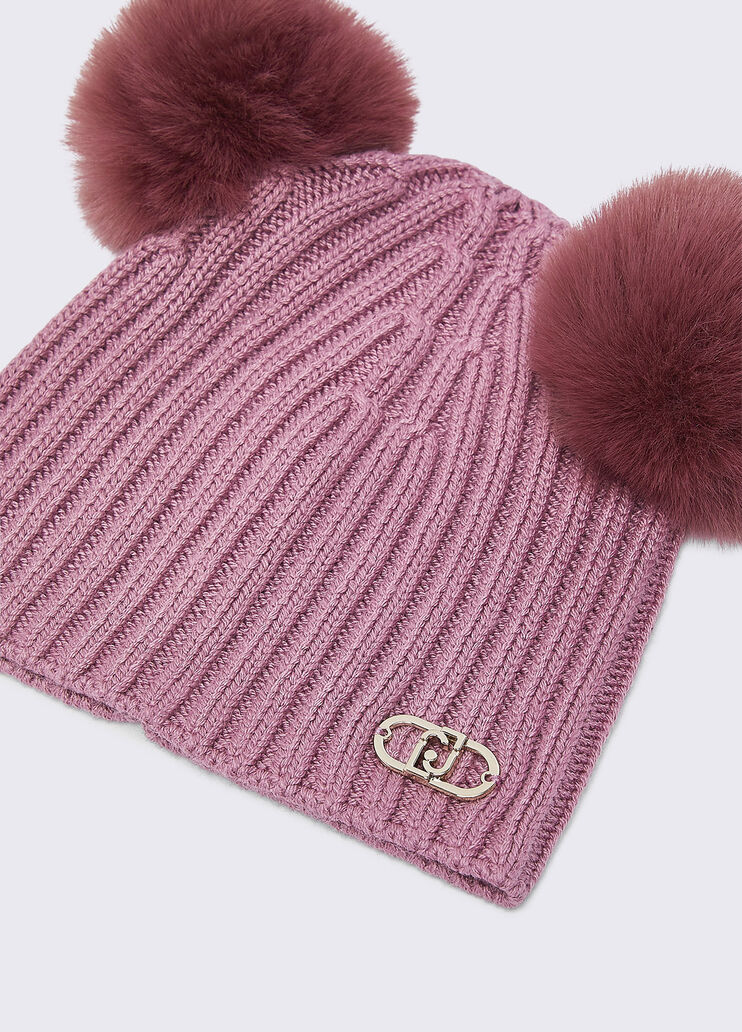 Beanie with pompon orchid Liu Jo - medium