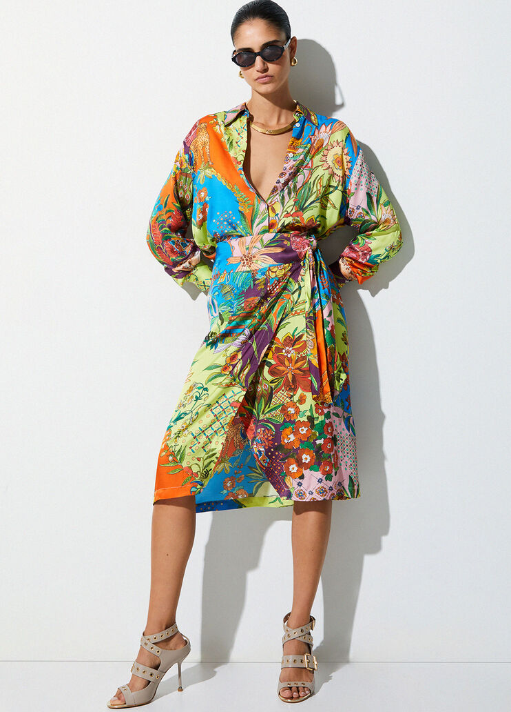 Langer Rock aus bedrucktem Satin Mehrfarbig Liu Jo - medium