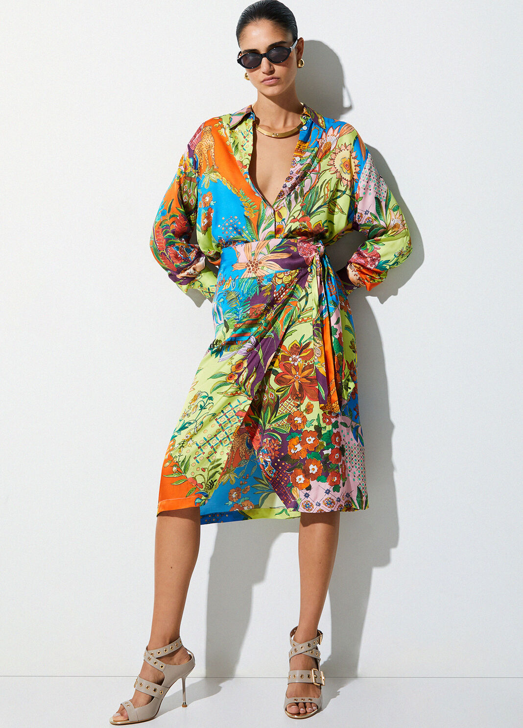 Langer Rock aus bedrucktem Satin Mehrfarbig Liu Jo - large image number 3