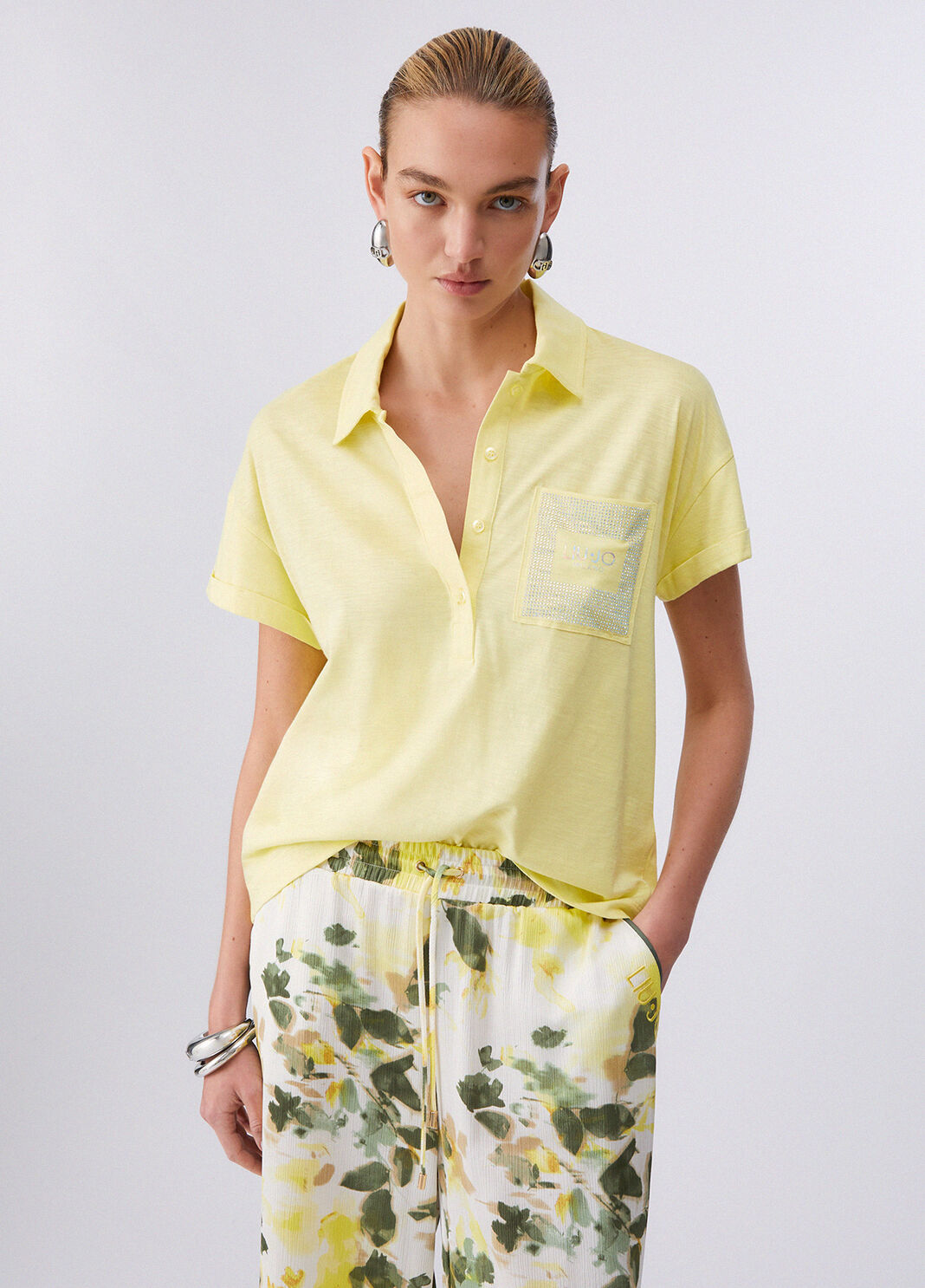 Poloshirt mit Strass Gelb Liu Jo - large image number 0