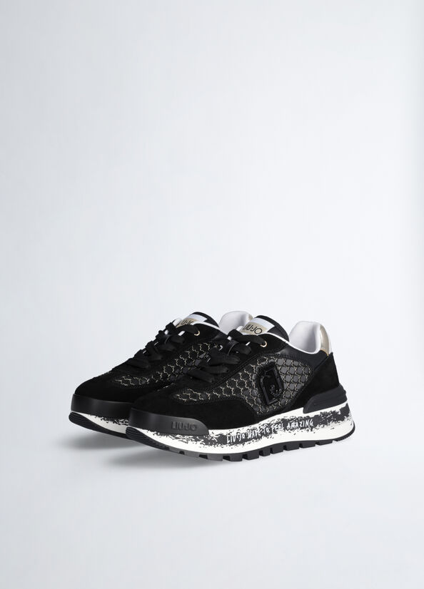 Plateau-Sneaker aus Lurex®-Mesh Farbe Schwarz | Liu Jo