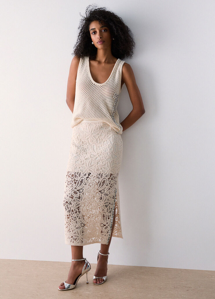 Macram&eacute; midi skirt white Liu Jo - medium