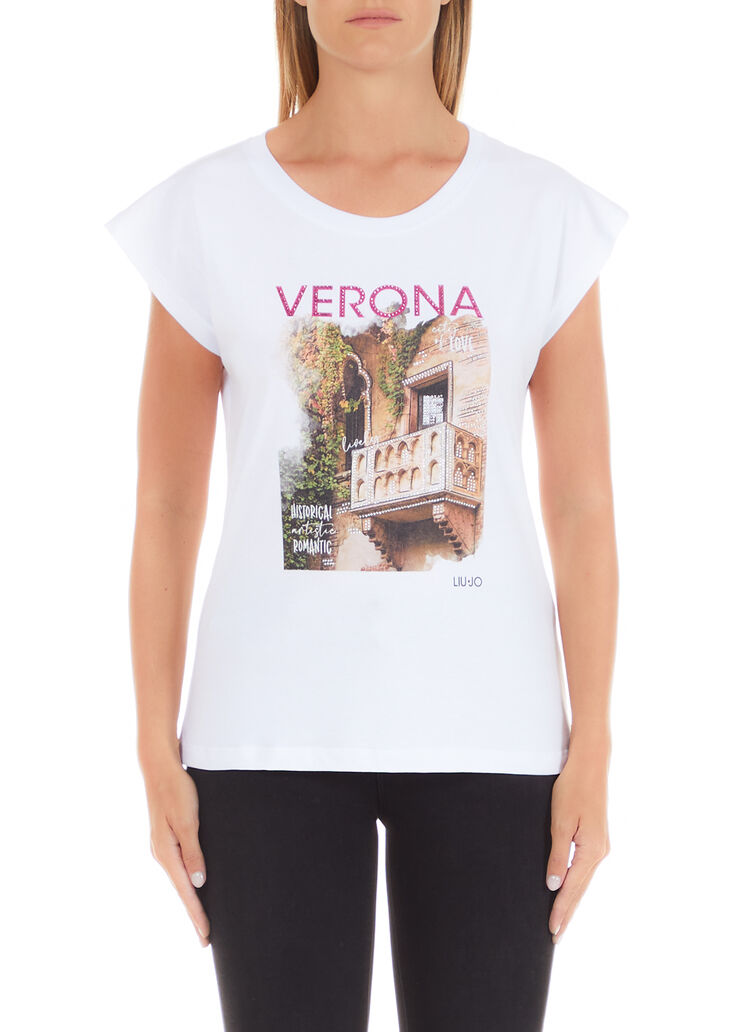 T-shirt con stampa città bianco verona Liu Jo - large image number 0 T-shirt con stampa città bianco verona Liu Jo - large image number 0
