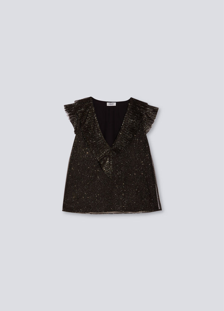 Glitter tulle top black / gold glitter Liu Jo - large image number 4 Glitter tulle top black / gold glitter Liu Jo - large image number 4