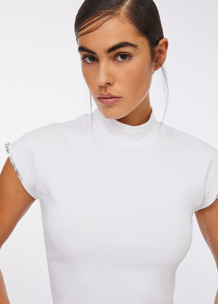 T-shirt in cotone con strass bianco Liu Jo - medium T-shirt in cotone con strass bianco Liu Jo - medium