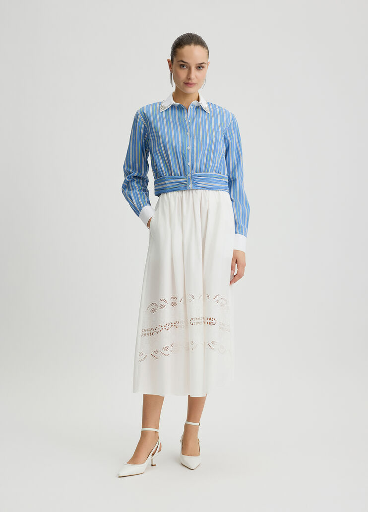 Embroidered cotton skirt beige Liu Jo - large image number 5 Embroidered cotton skirt beige Liu Jo - large image number 5