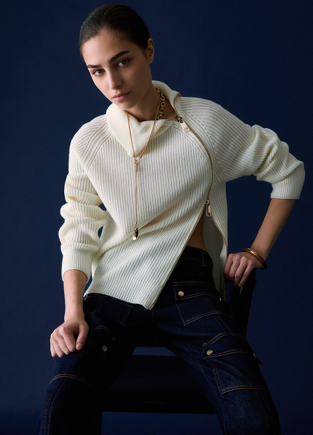 Wool Blend Sweater with Zip white wool Liu Jo - large image number 2