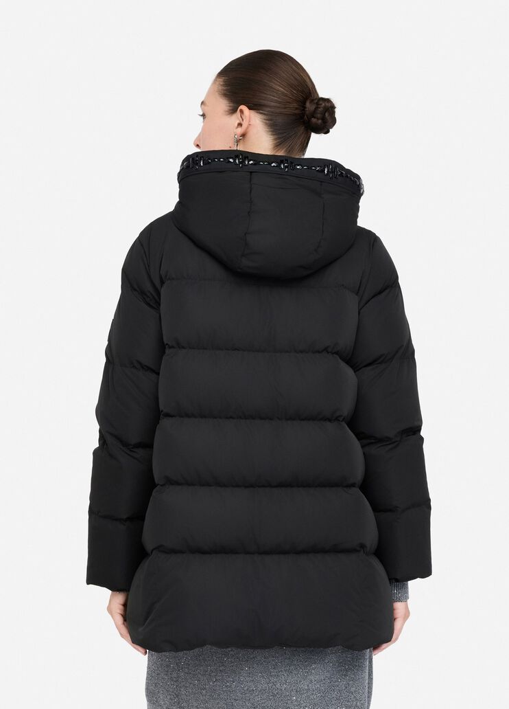 Down jacket with bejewelled embroidery black Liu Jo - large image number 1 Down jacket with bejewelled embroidery black Liu Jo - large image number 1